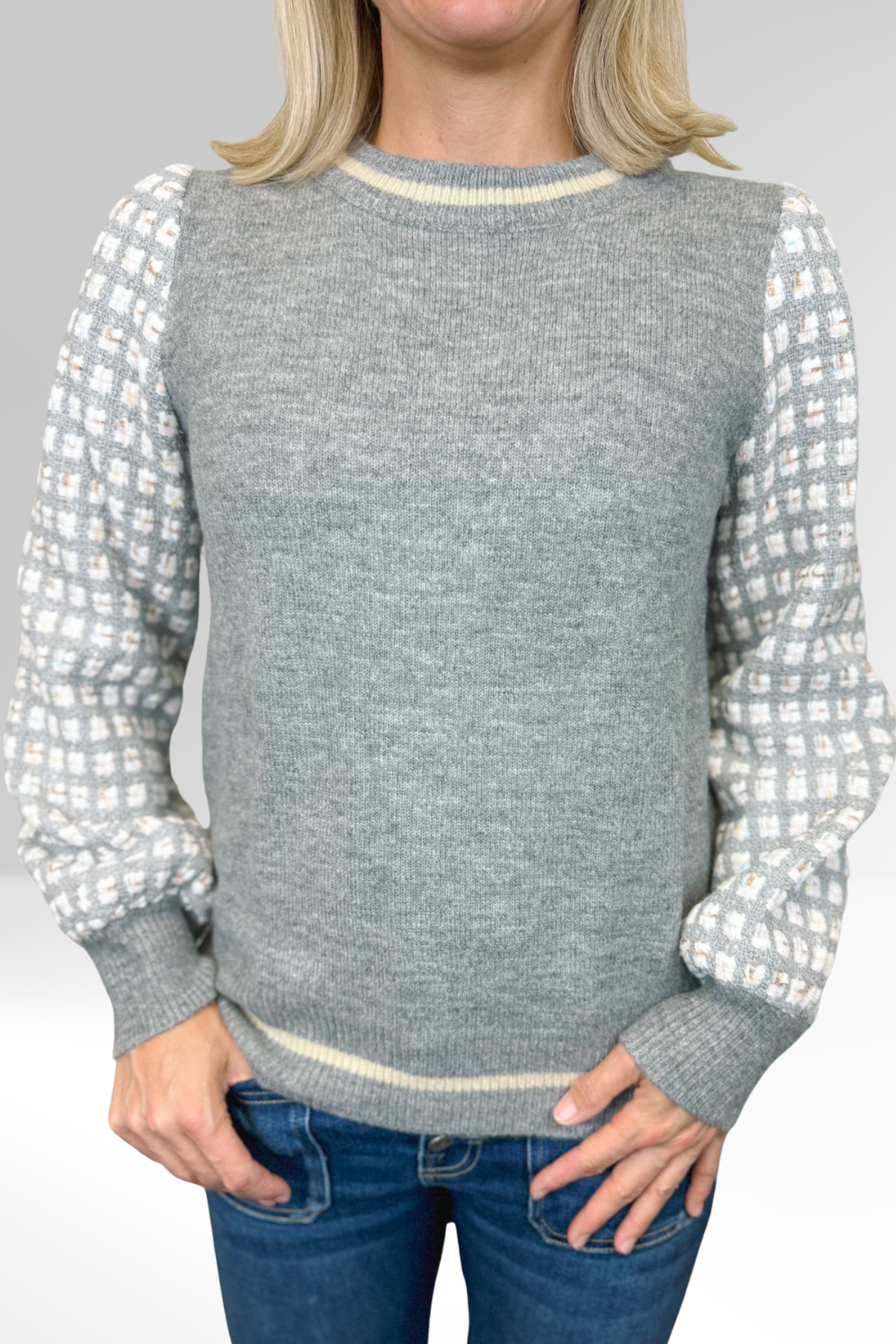 THML Tweed Sleeve Knit Sweater