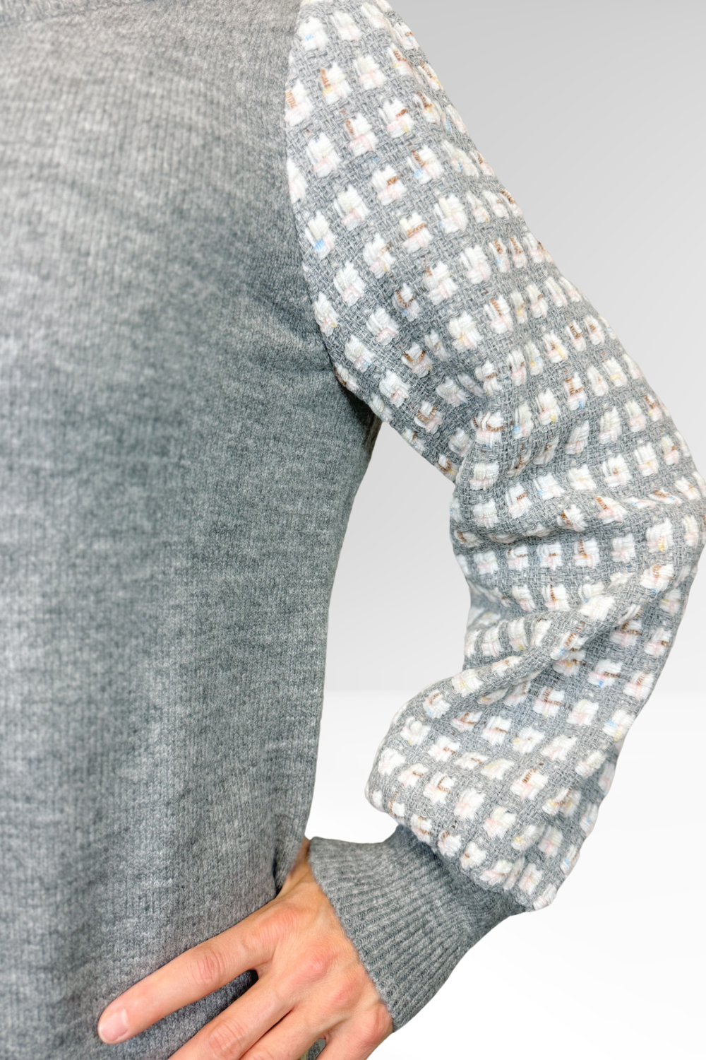 THML Tweed Sleeve Knit Sweater