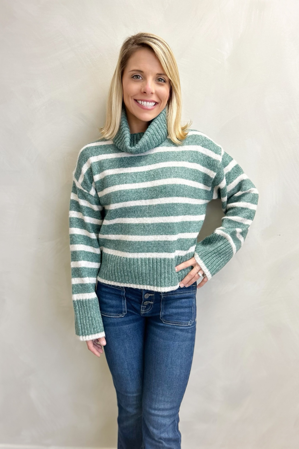 Z Supply Josephine Stripe Sweater - Palm Green