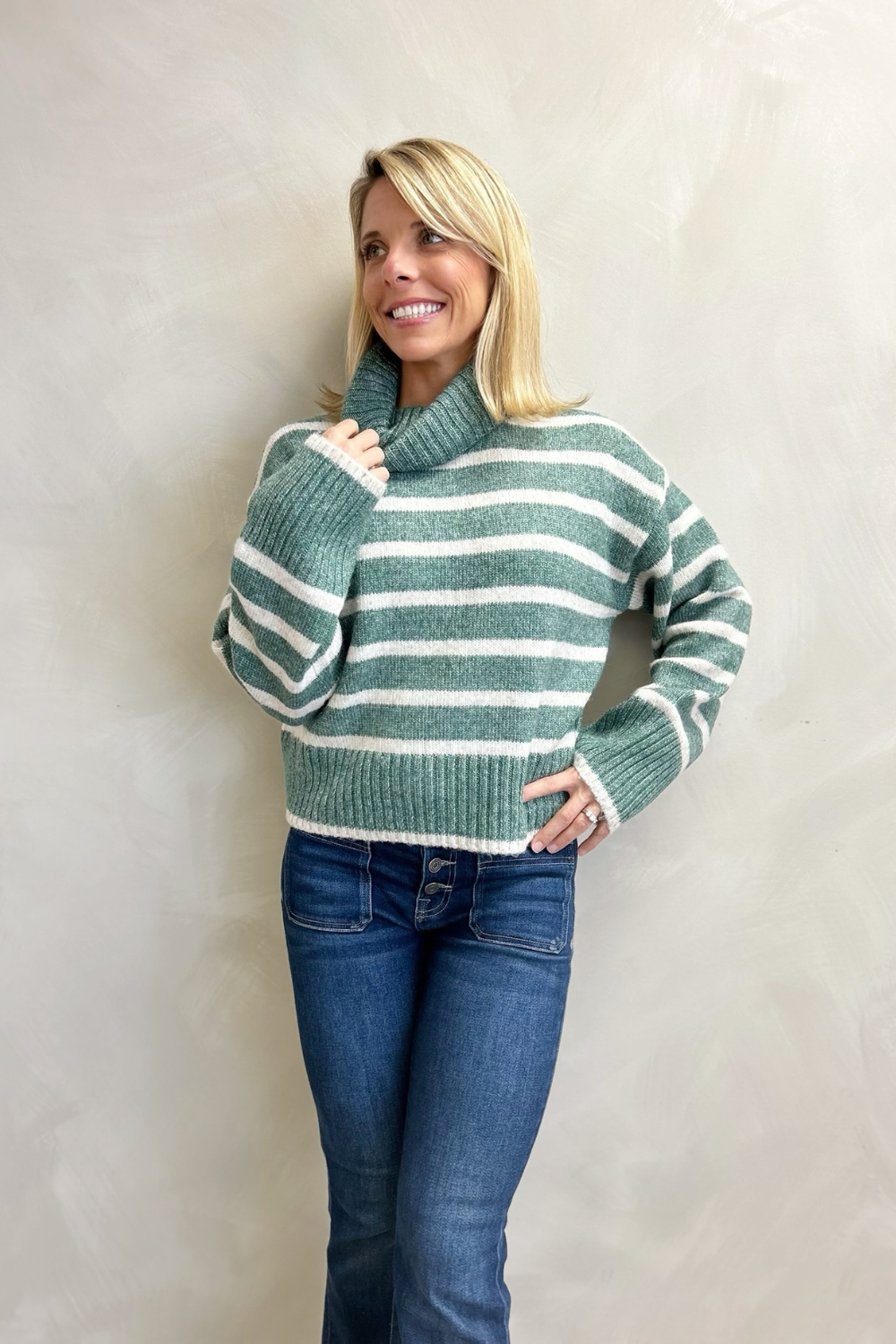 Z Supply Josephine Stripe Sweater - Palm Green