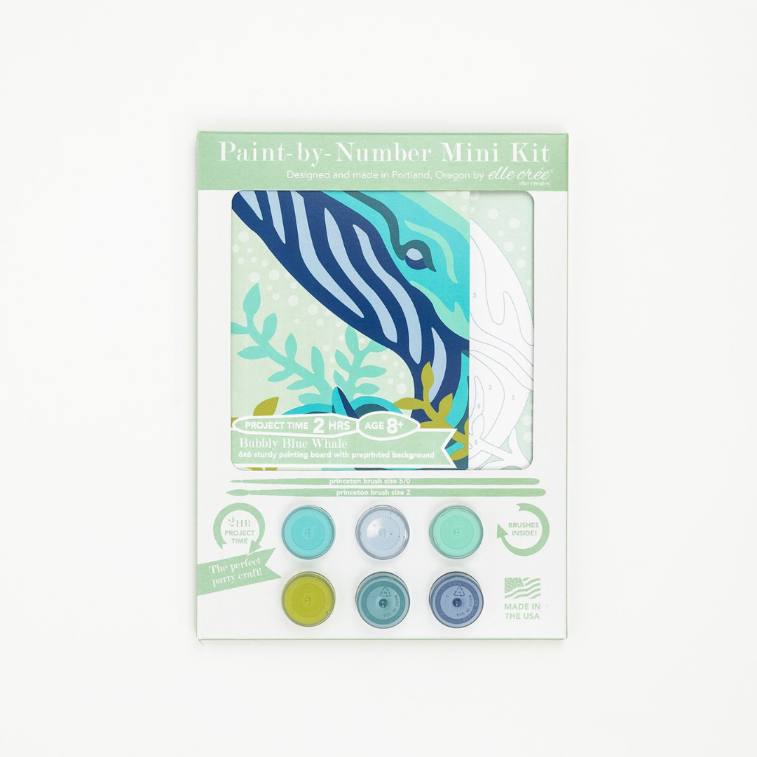 Elle Crée Kid's Mini Paint-by-Number Kit - Bubbly Blue Whale