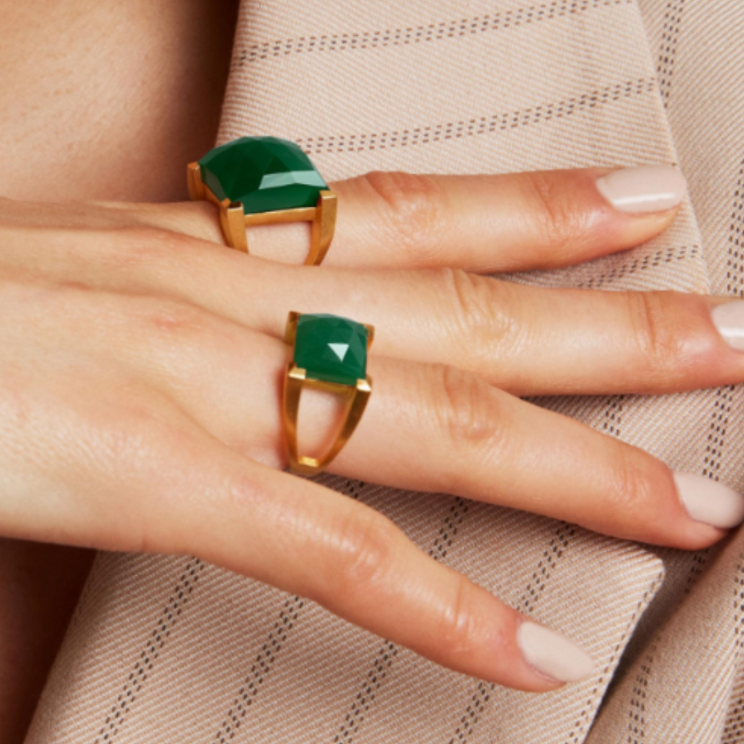 Dean Davidson Mini Plaza Ring - Green Onyx/Gold