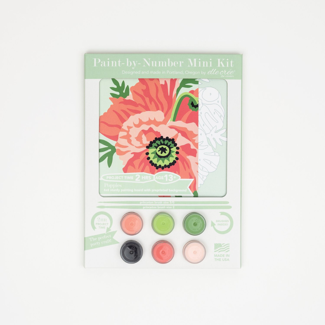 Elle Crée Mini Paint-by-Number Kit - Poppies