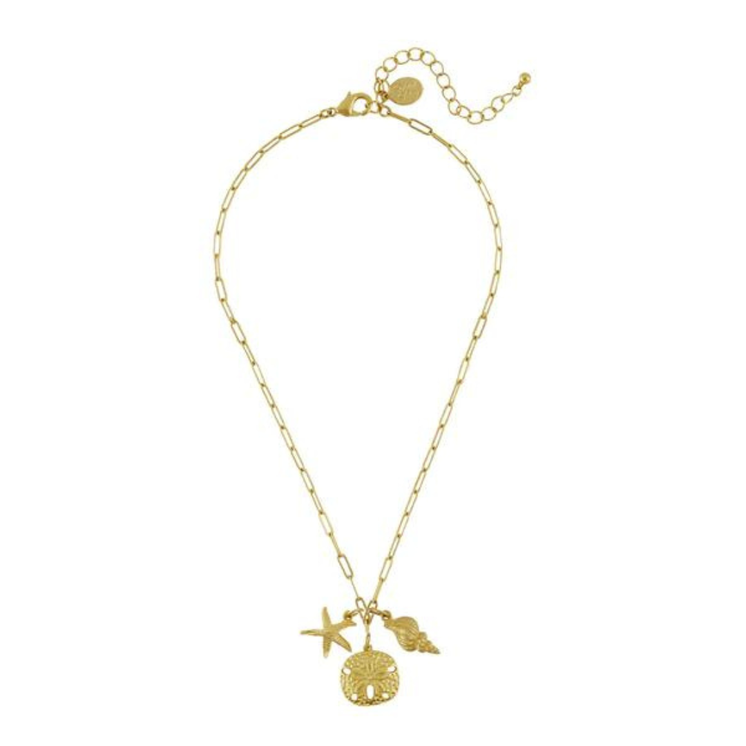 Susan Shaw Sand Dollar, Starfish & Shell Trio Necklace