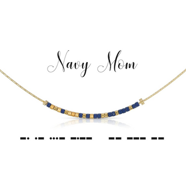 Dot & Dash Morse Code Necklace - Navy Mom - The Cottage