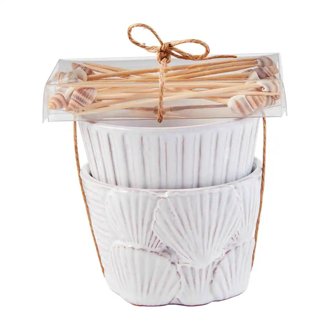 Mud Pie Seashell Ramekin & Toothpick Set - The Cottage