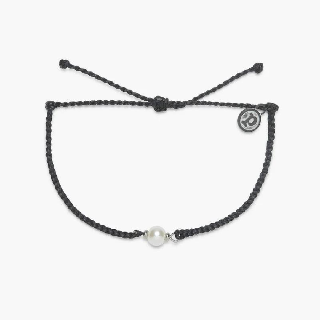 Pura Vida Simple Pearl Silver Charm Bracelet - Black - The Cottage