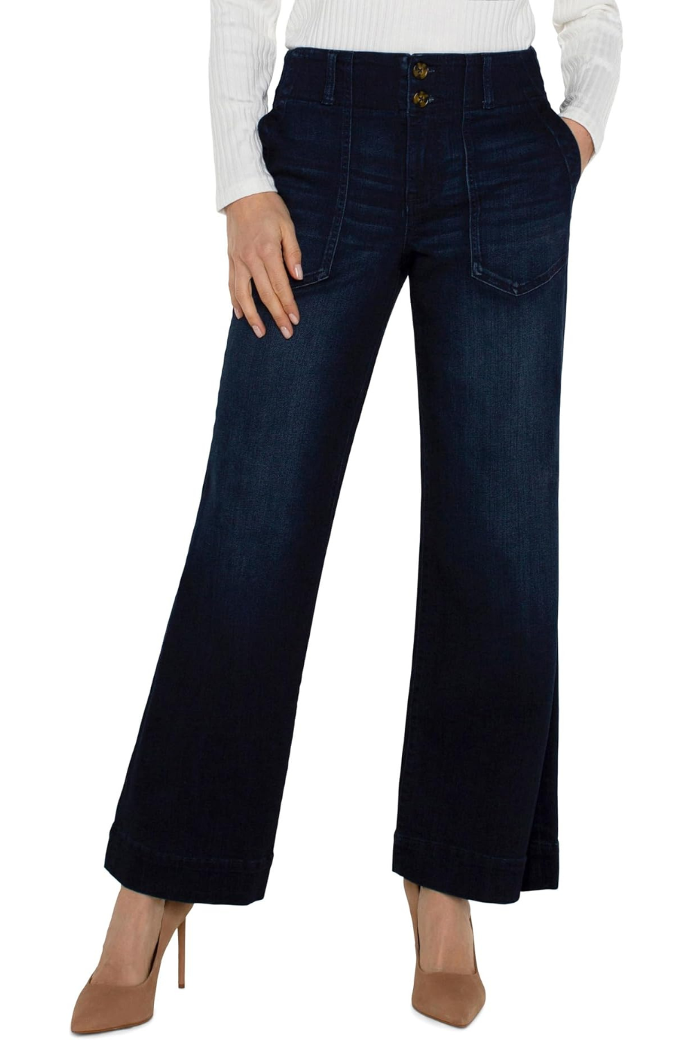 Liverpool Patch Pocket Wide Leg Jeans - Summit Lake