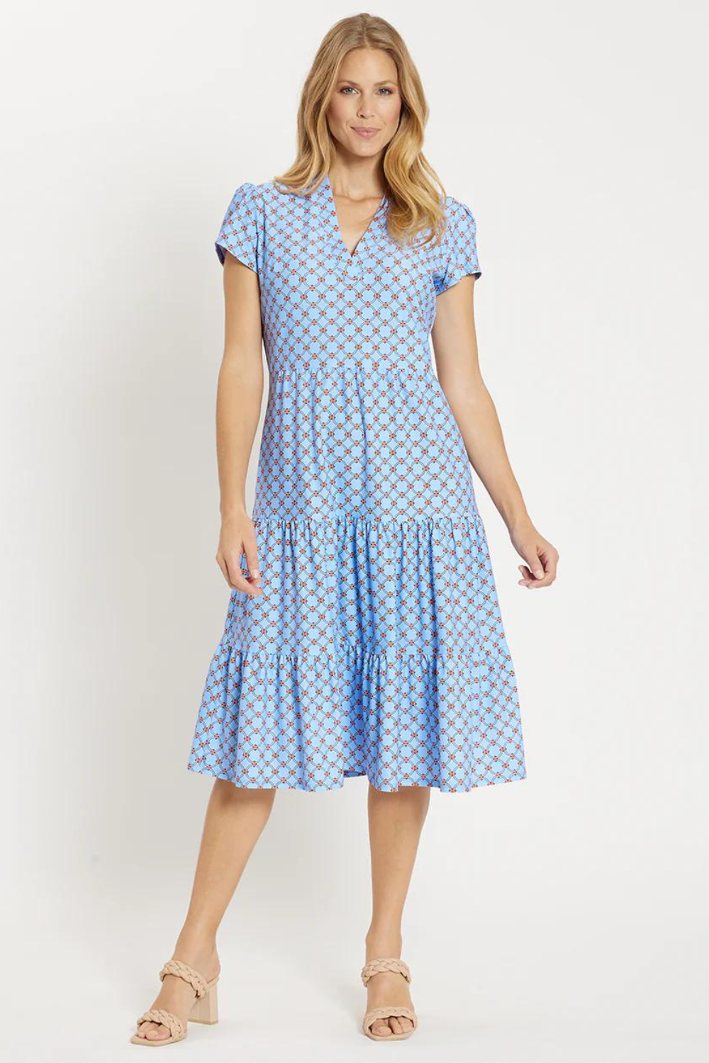 Jude Connally Libby Midi Dress - Circle Geo Bluebell - The Cottage