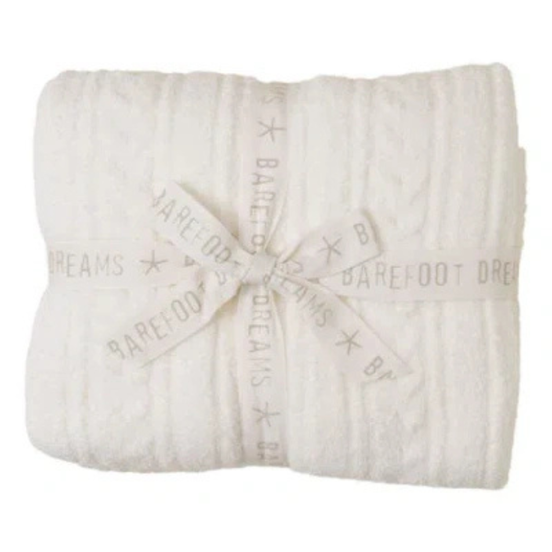 Barefoot Dreams CozyChic Cable Weave Blanket - Pearl