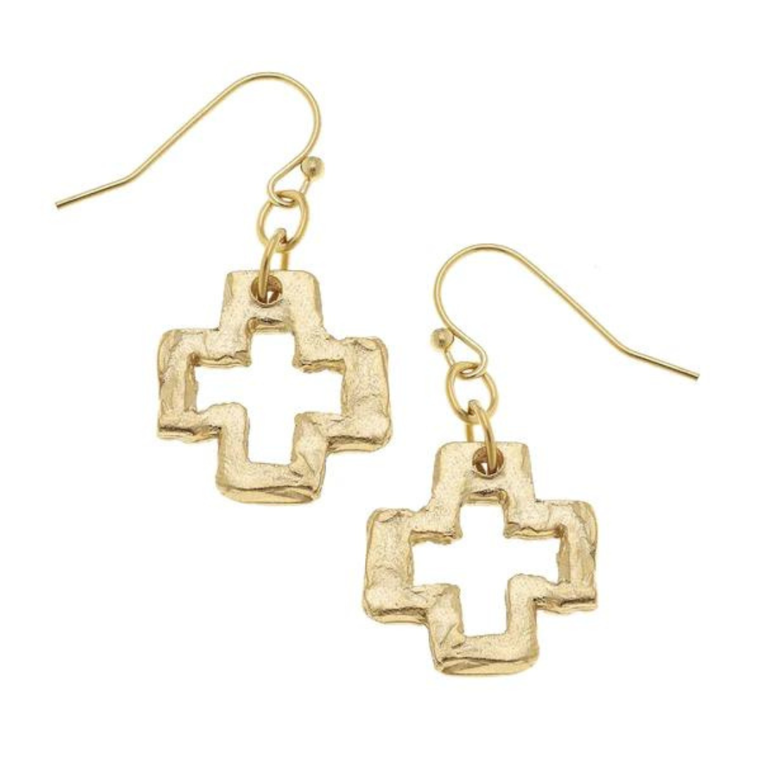 Susan Shaw Handcast Open Square Cross Earrings