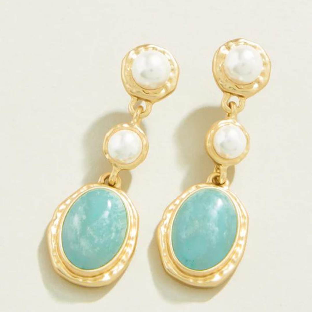 Spartina Summer Earrings - Pearl/Amazonite