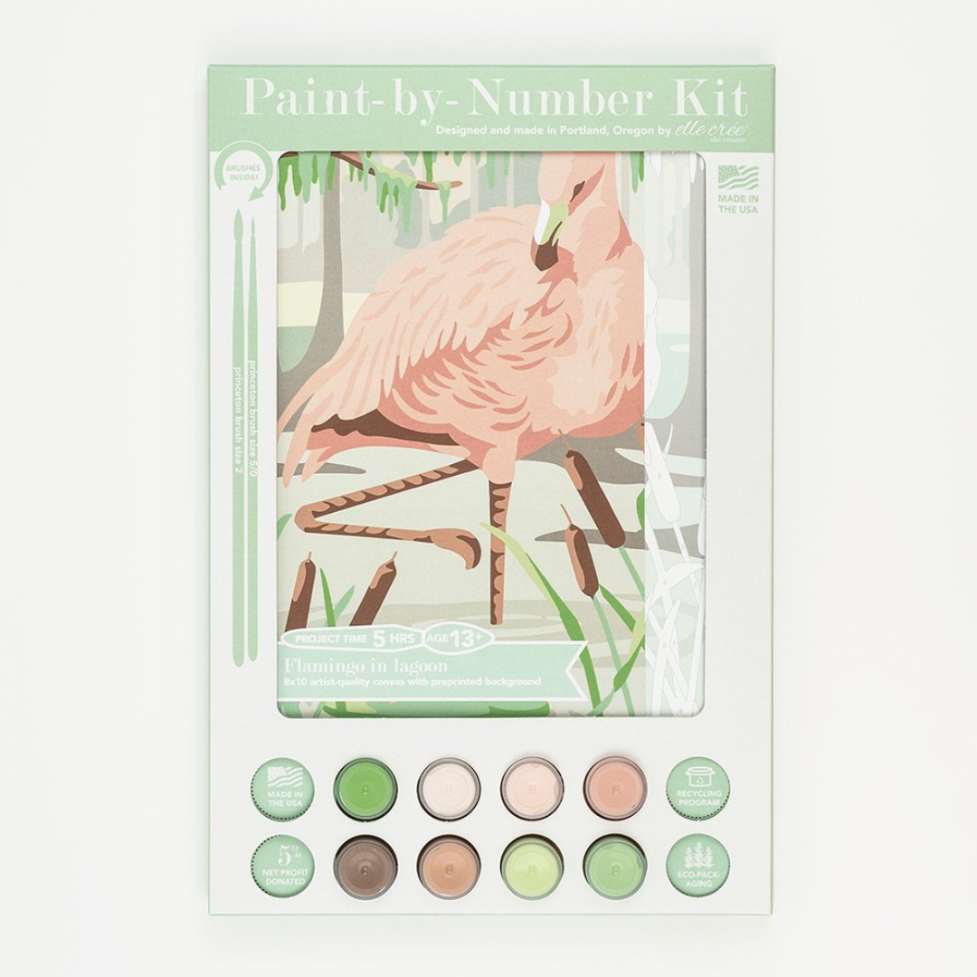 Elle Crée Paint-by-Number Kit - Flamingo in Lagoon