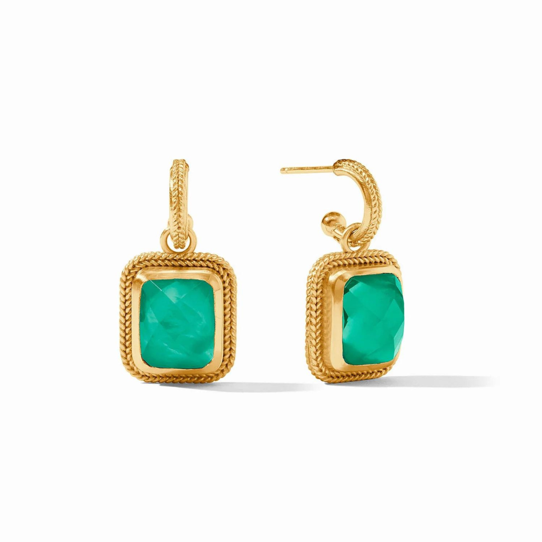 Julie Vos Cheval Hoop & Charm Earrings - Iridescent Emerald Green