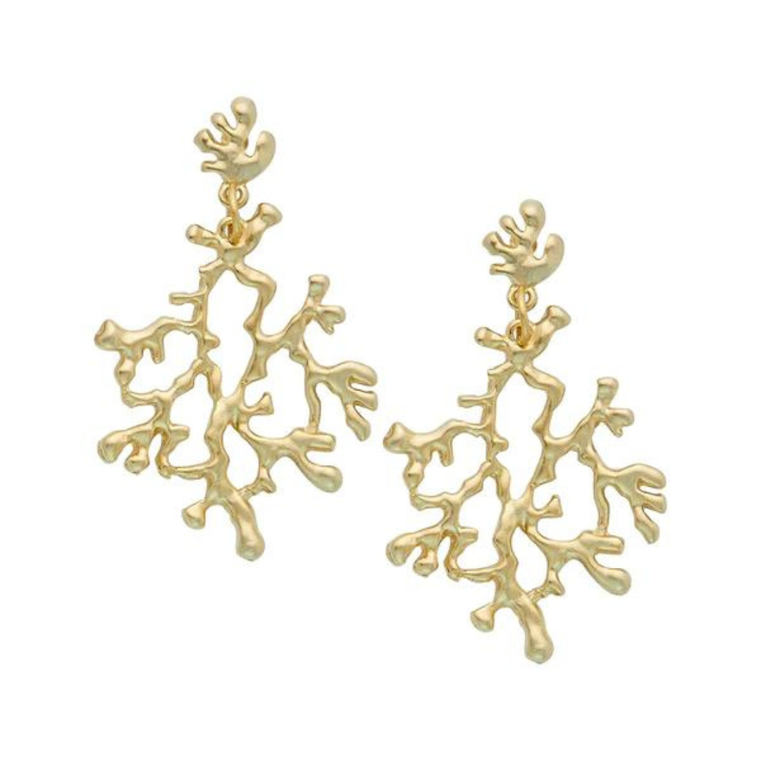 Susan Shaw Coral Branch Earrings - Gold