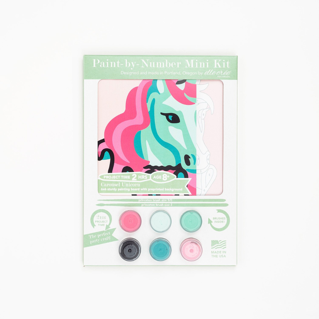 Elle Crée Kid's Mini Paint-by-Number Kit - Carousel Unicorn