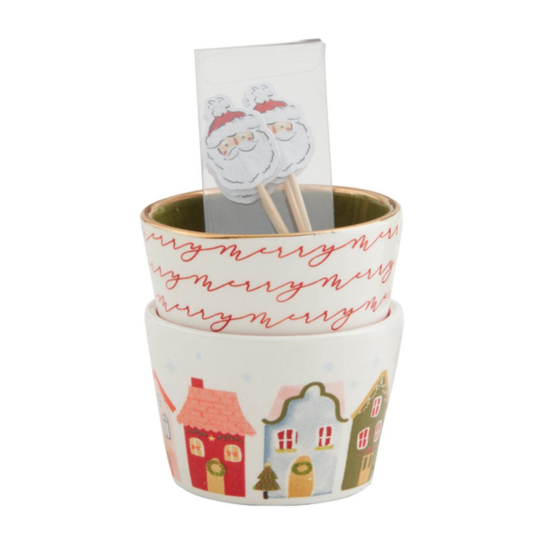 Mud Pie Christmas Pattern Toothpick Tidbit Set