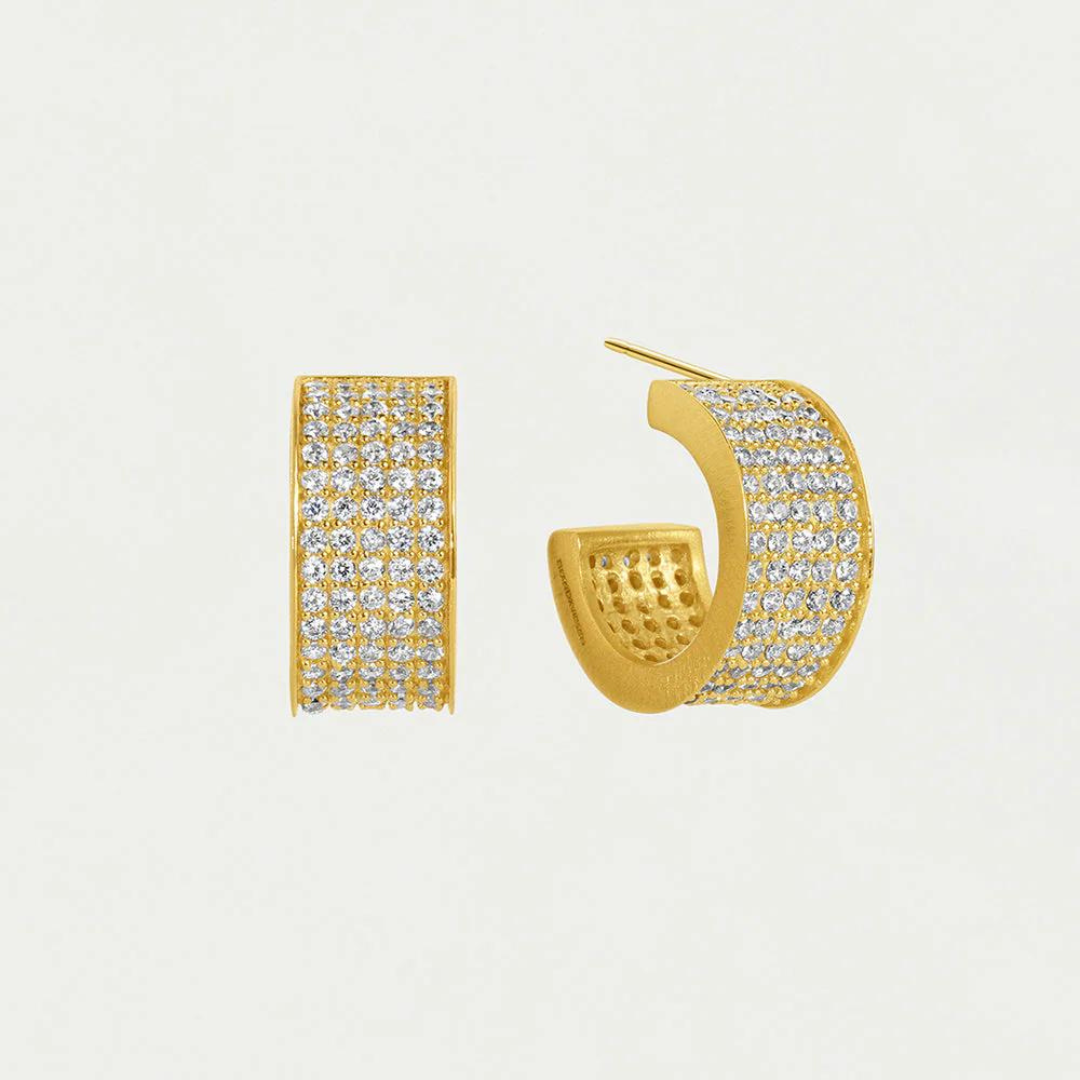 Dean Davidson Petit Pave Thick Huggie Hoops - White Topaz/Gold