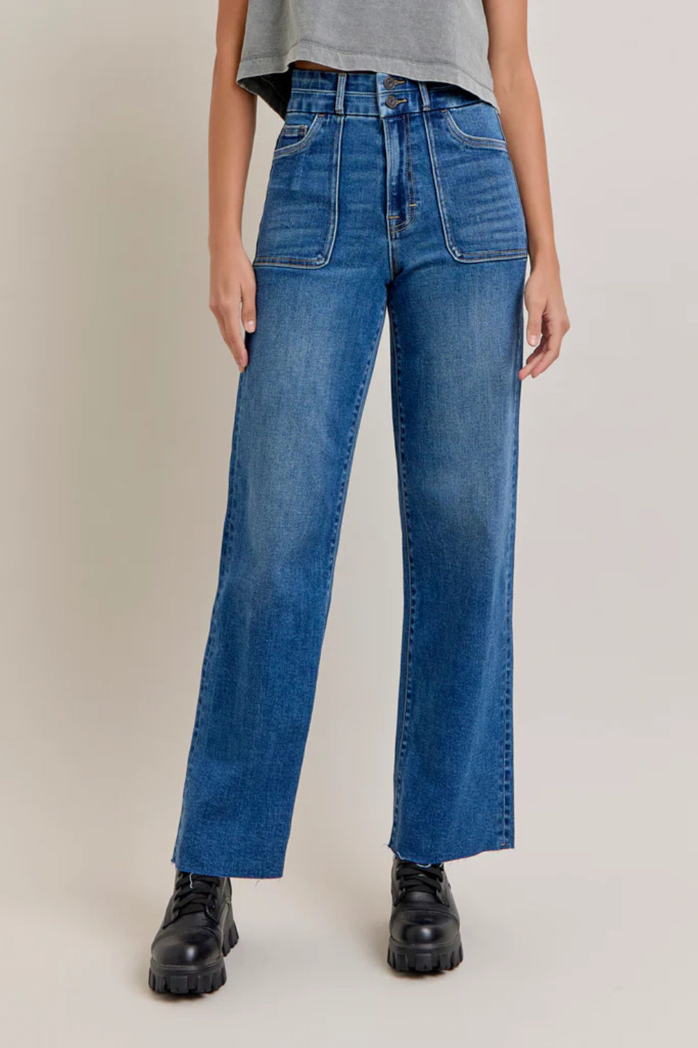 Hidden Logan Dad Jeans w/ Patch Pockets