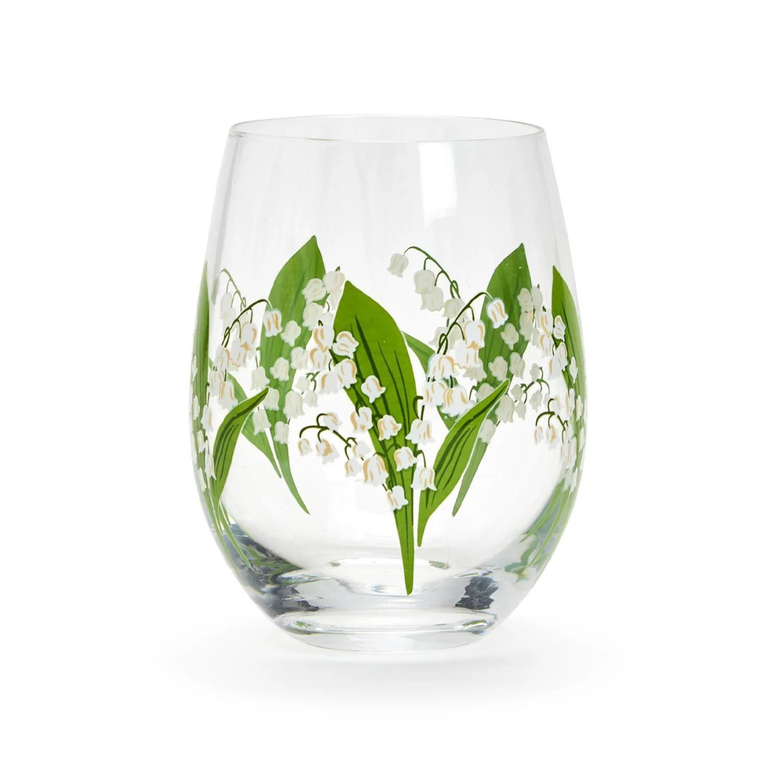 Two's Company Lily of the Valley Stemless Wine Glass