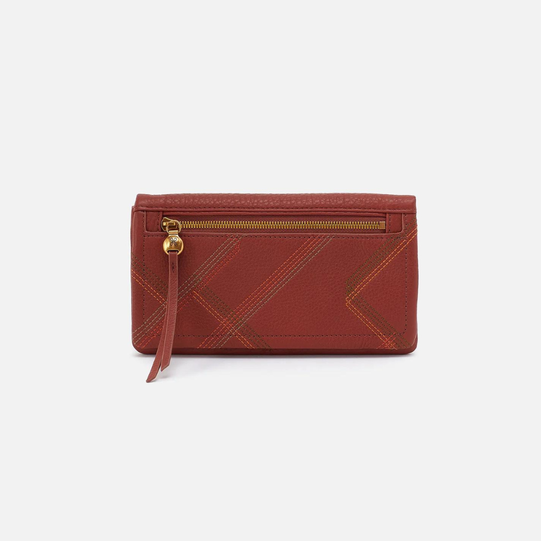 Hobo Lumen Continental Wallet Pebbled Leather - Rust