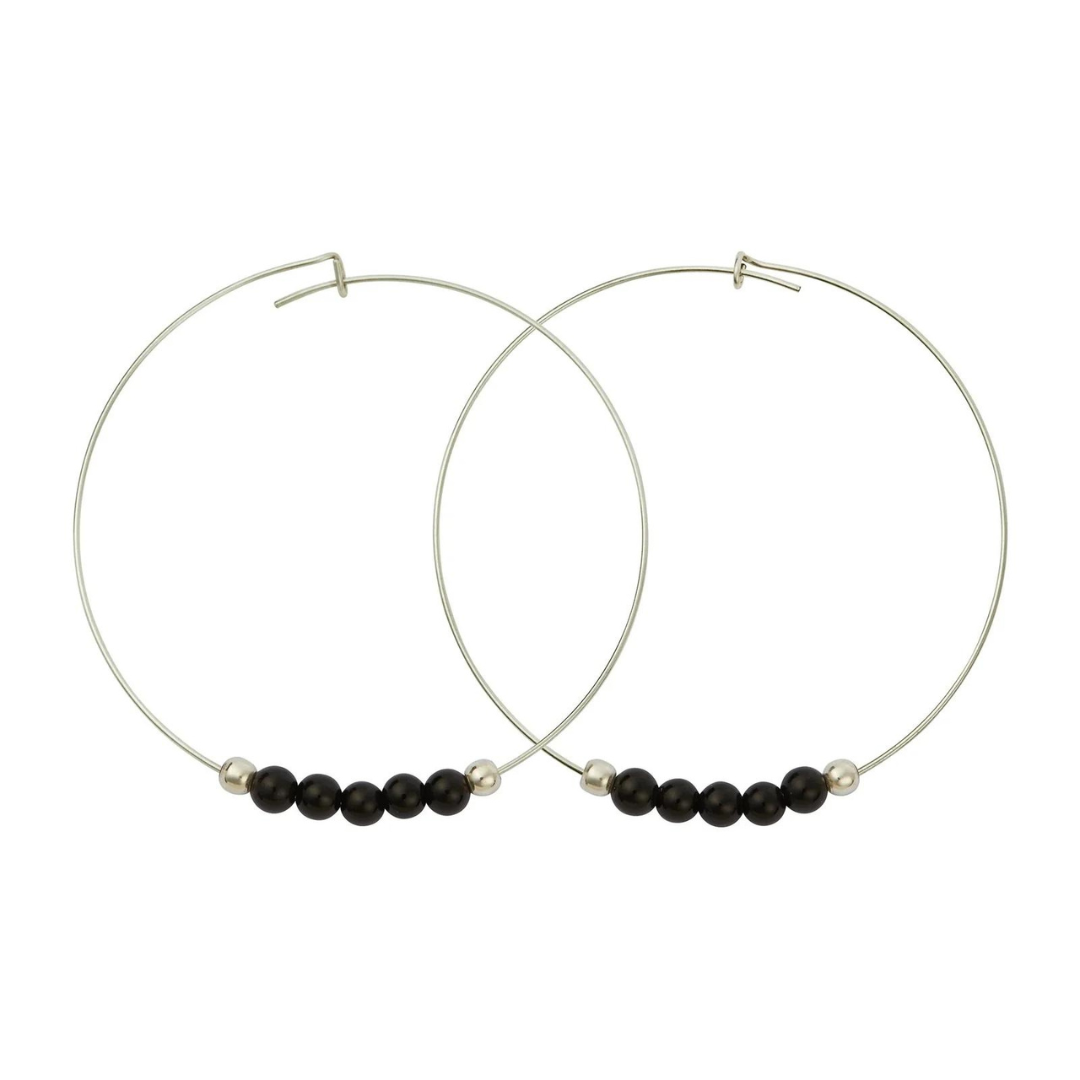 &Livy Black Onyx Hyevibe Gemstone Hoop Earrings - The Cottage