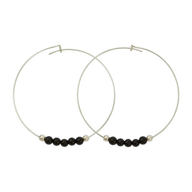 &Livy Black Onyx Hyevibe Gemstone Hoop Earrings - The Cottage