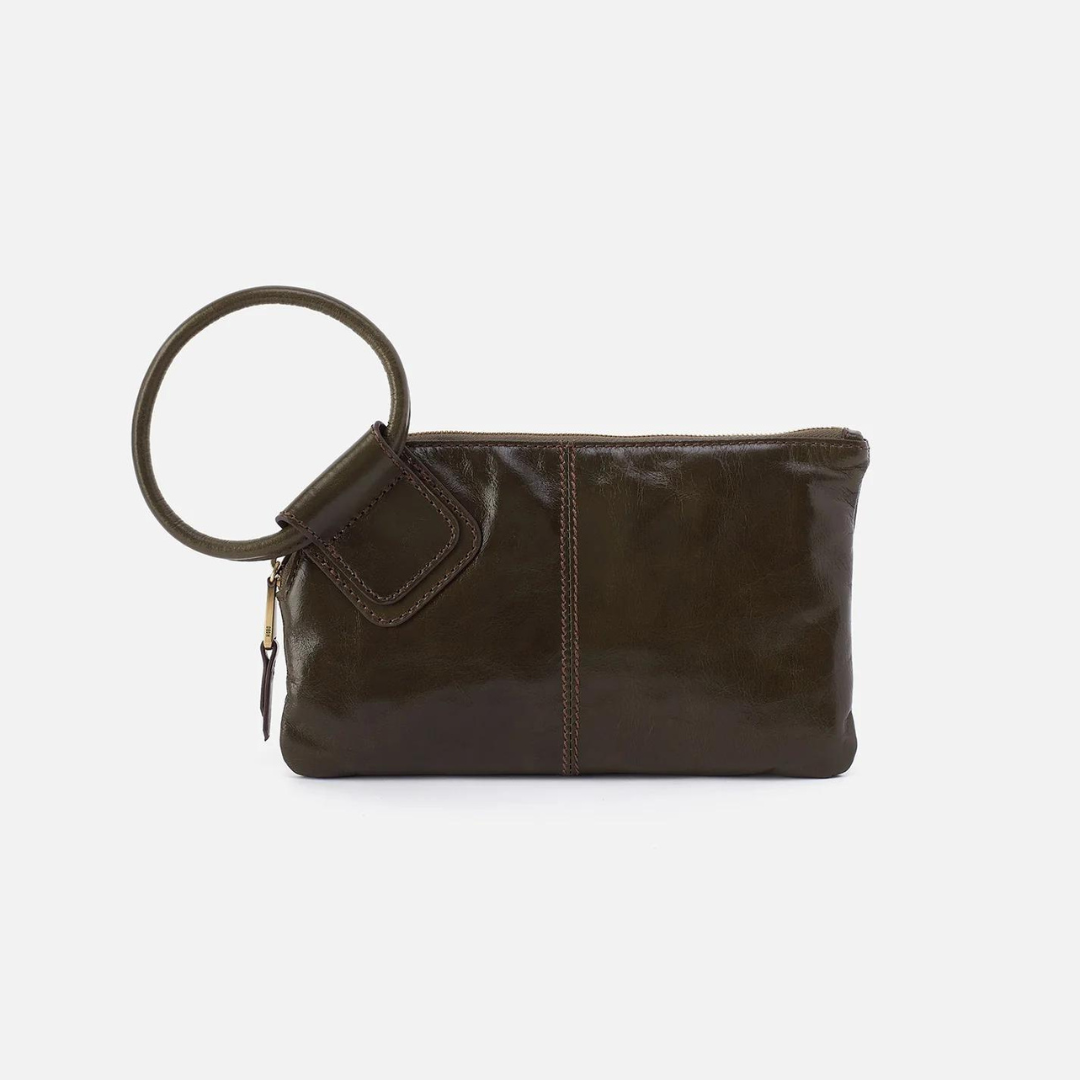 Hobo Sable Clutch Polished Leather - Deep Moss