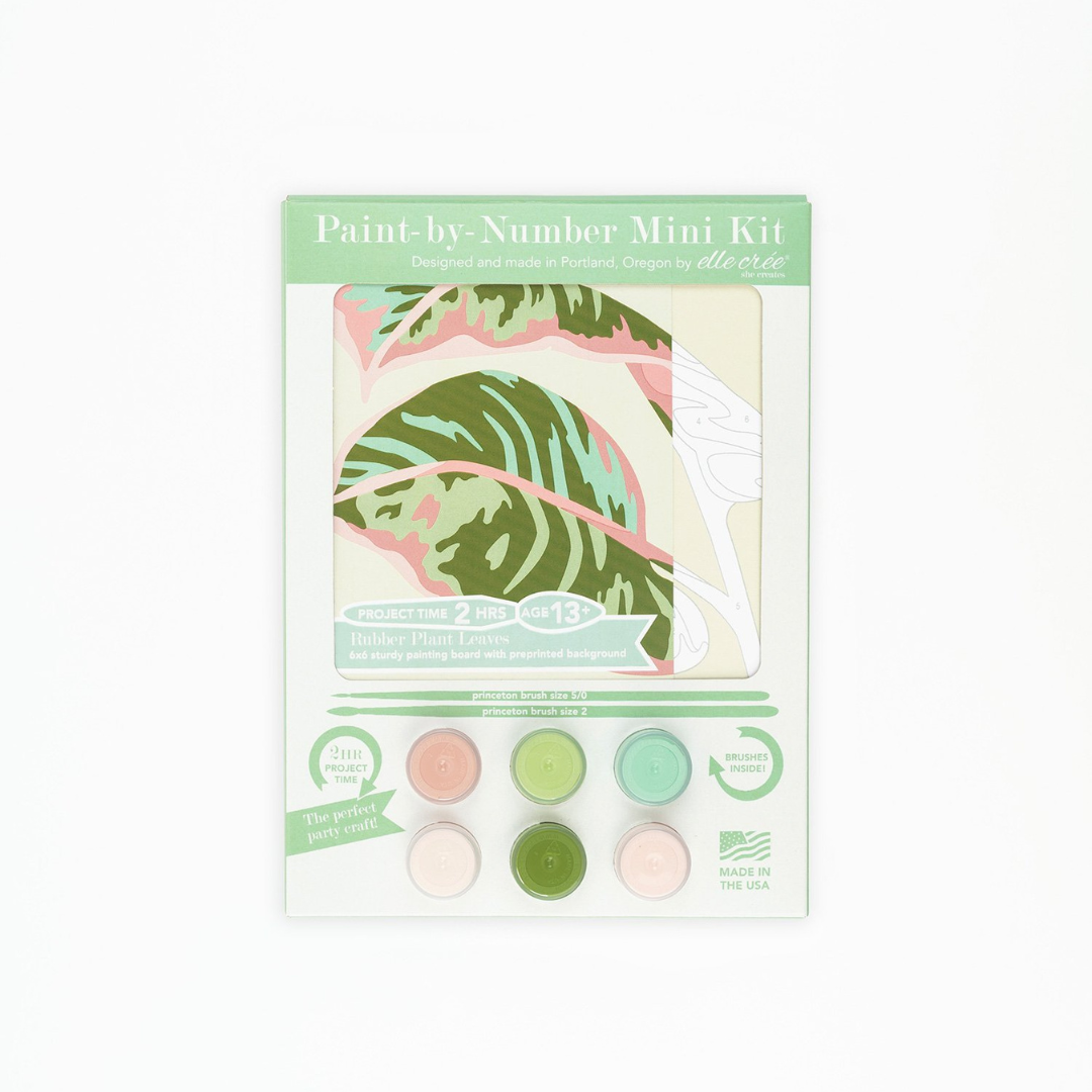 Elle Crée Mini Paint-by-Number Kit - Rubber Plant Leaves