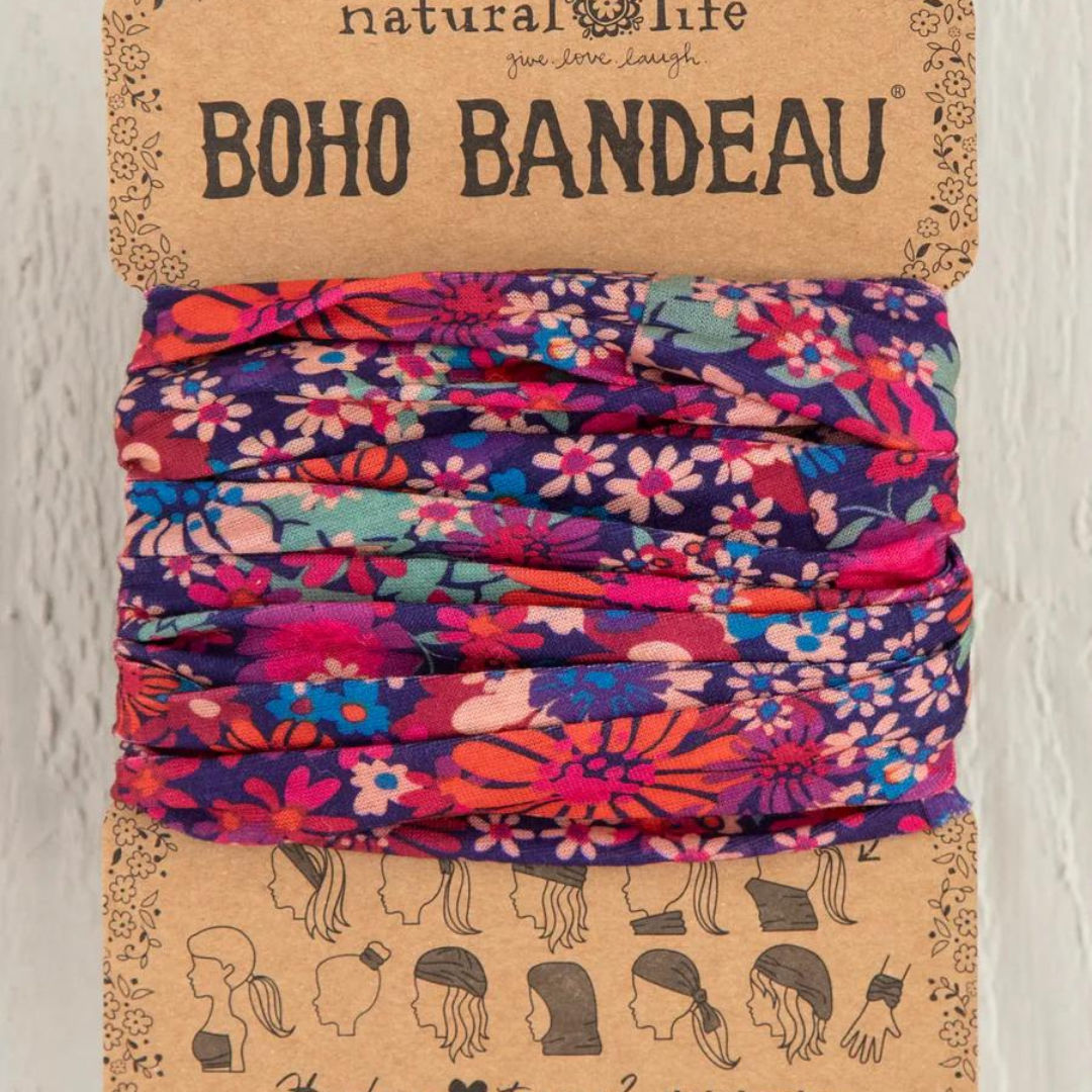 Natural Life Boho Bandeau - Dark Red Pink Floral