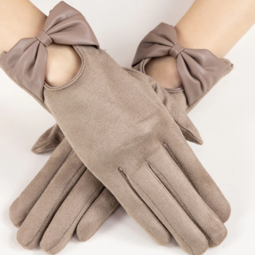 Bow Leatherette Gloves