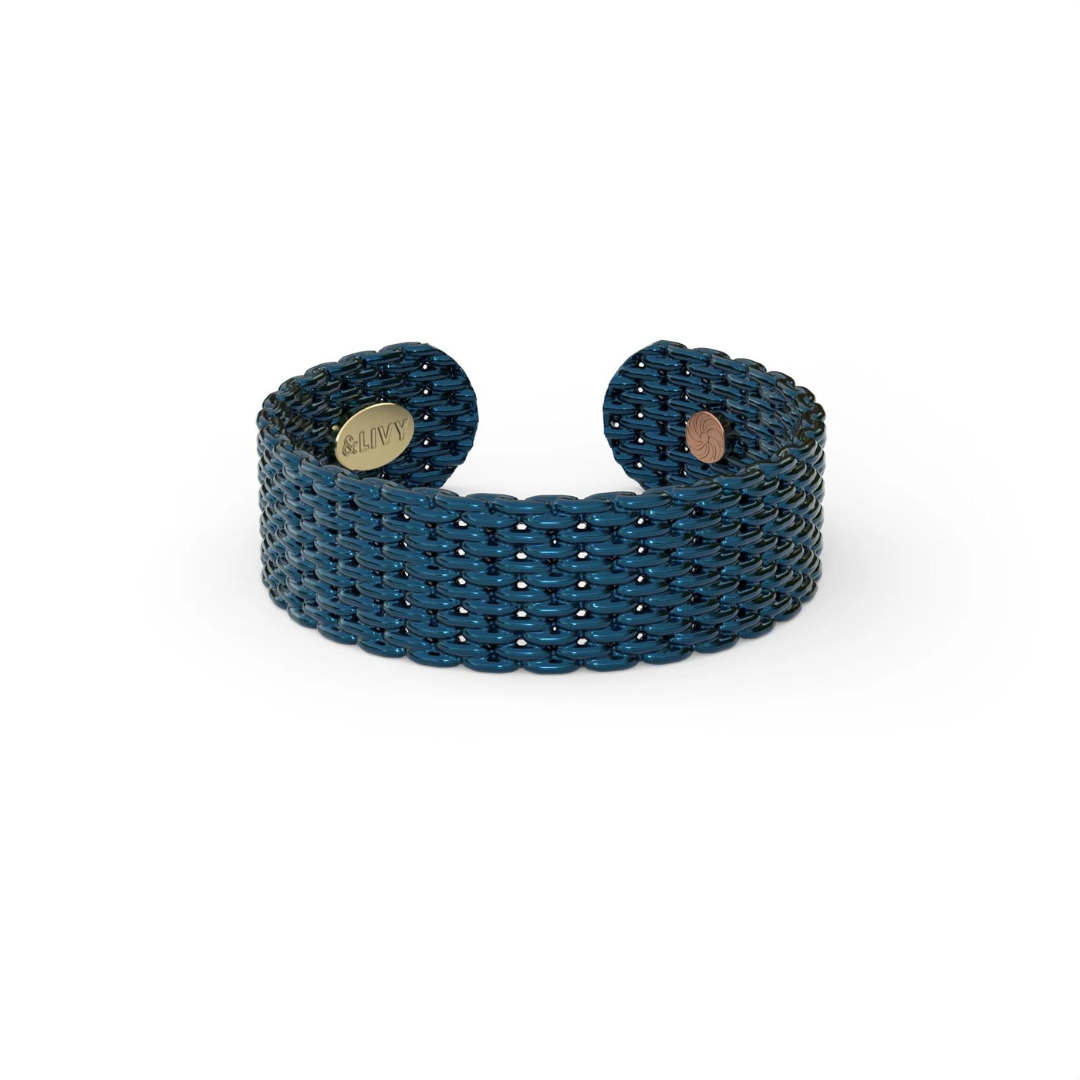 &Livy Metalysic Mesh 6mm Adjustable Ring - Sapphire - The Cottage