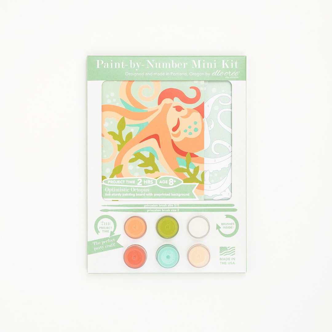 Elle Crée Kid's Mini Paint-by-Number Kit - Optimistic Octopus