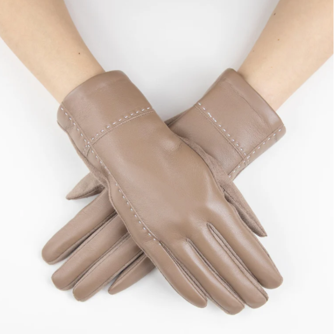 Faux Leather Cross Stitch Gloves