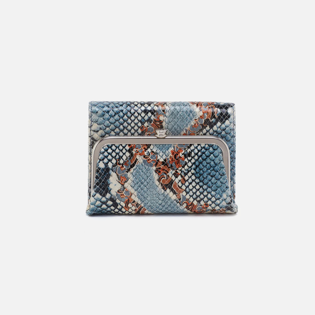 Hobo Robin Compact Wallet Printed Leather - Blue Tempest