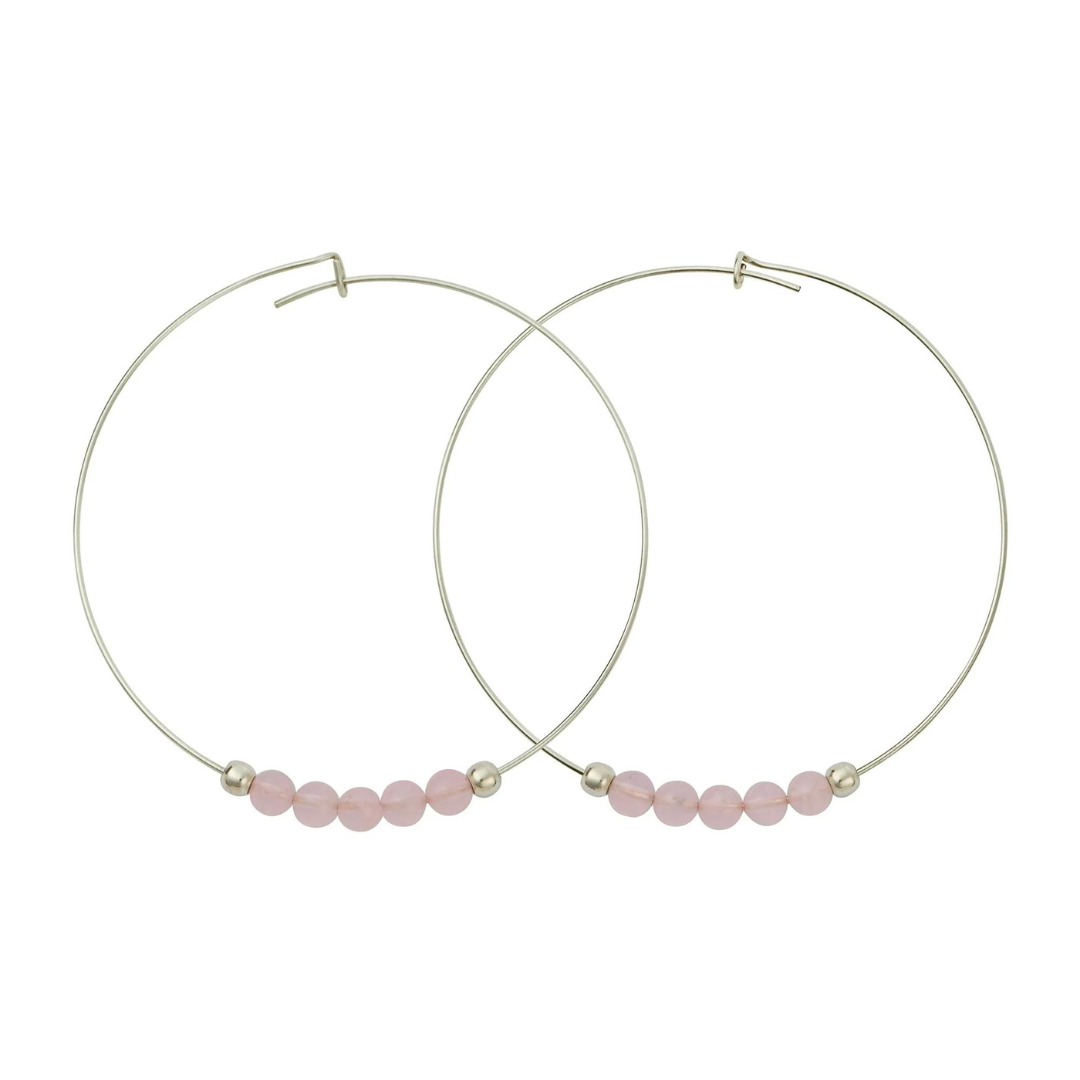 &Livy Rose Quartz Hyevibe Gemstone Hoop Earrings - The Cottage