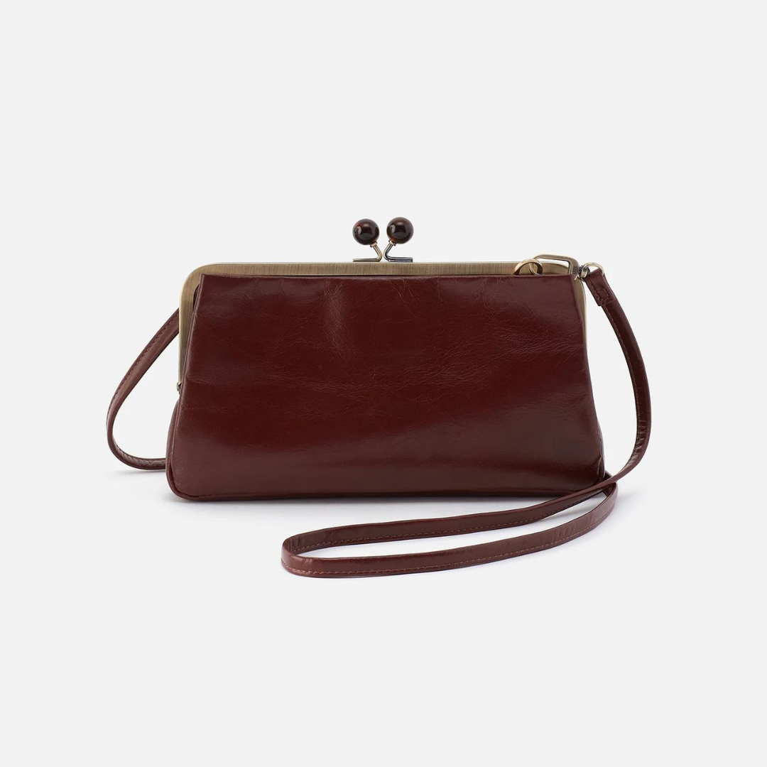 Hobo Lauren Frame Crossbody Polished Leather - Chocolate