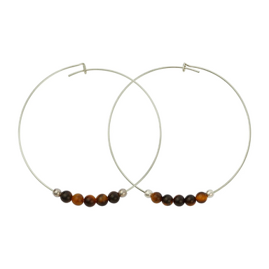 &Livy Tiger's Eye Hyevibe Gemstone Hoop Earrings - The Cottage