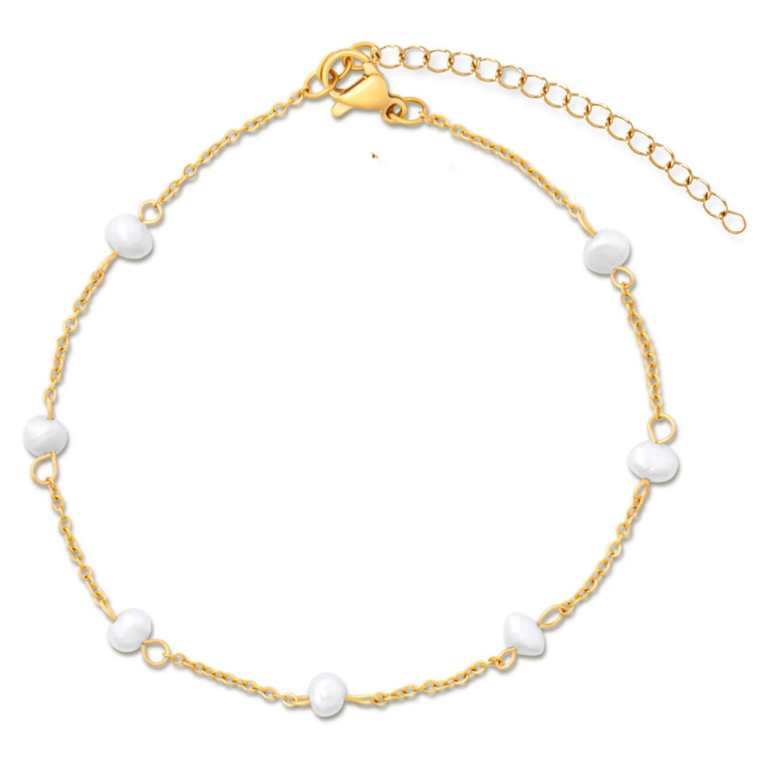 Ellie Vail Rosette Pearl Chain Anklet