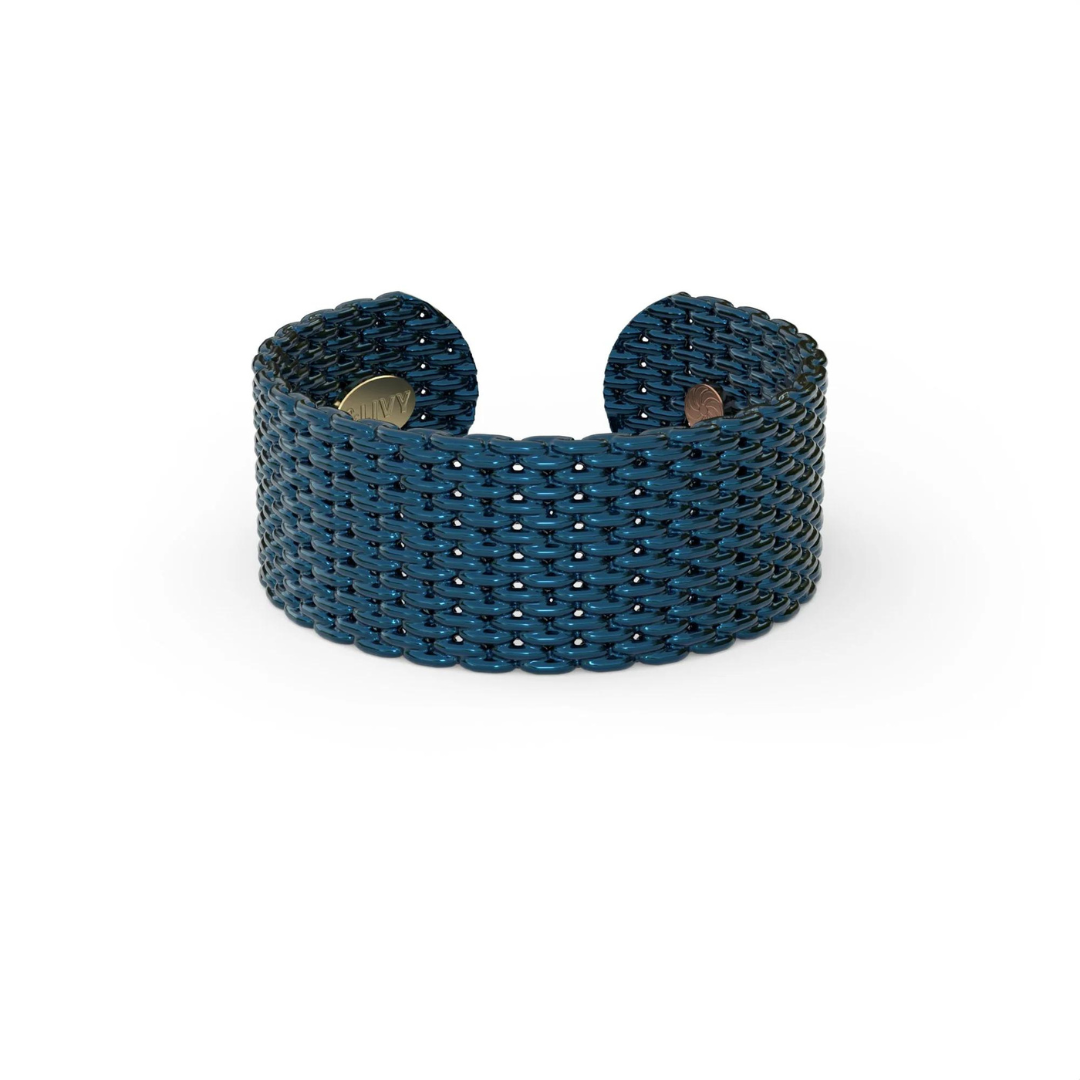 &Livy Metalysic Mesh 8mm Adjustable Ring - Sapphire - The Cottage