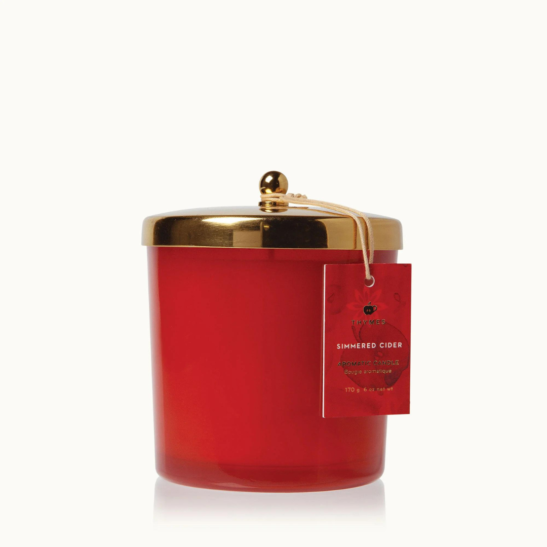 Thymes Harvest Red Poured Candle - Simmered Cider