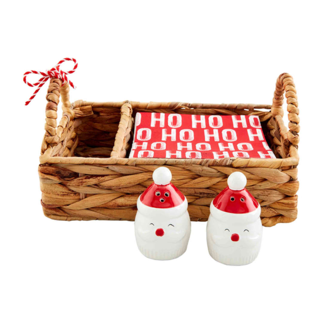 Mud Pie Santa Salt & Pepper Napkin Basket Set