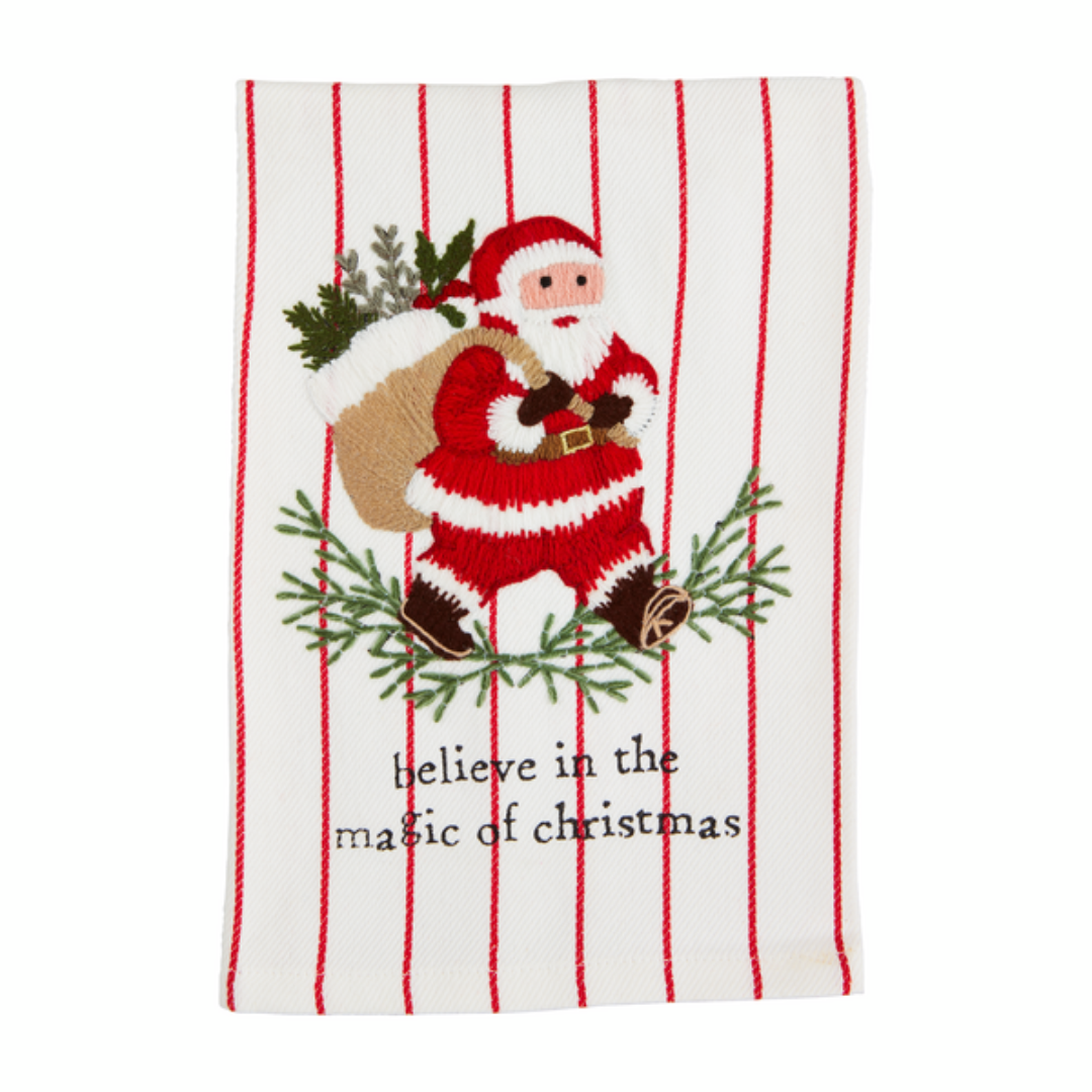 Mud Pie Classic Christmas Embroidered Towel