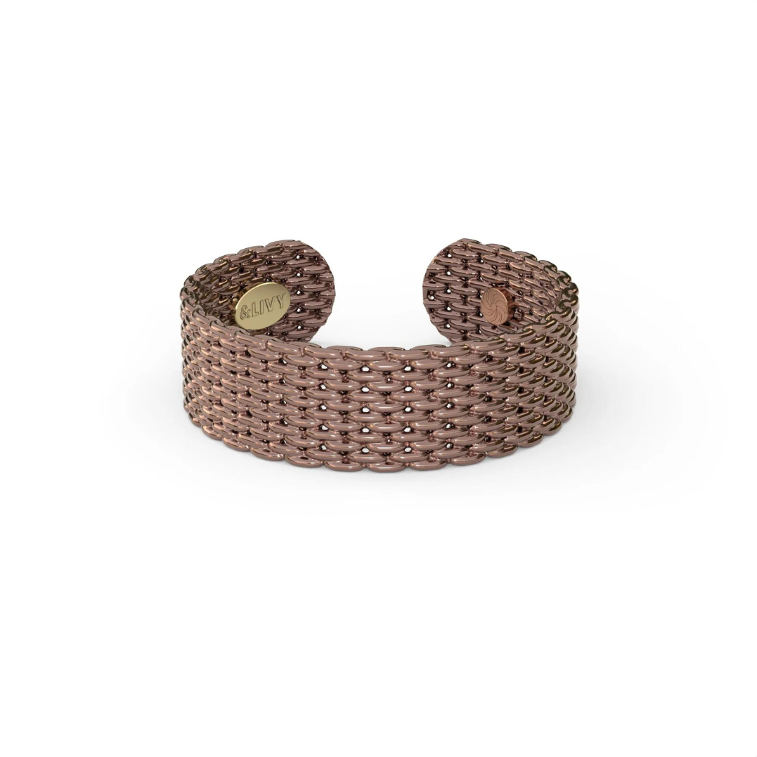 &Livy Metalysic Mesh 6mm Adjustable Ring - Rose Gold - The Cottage