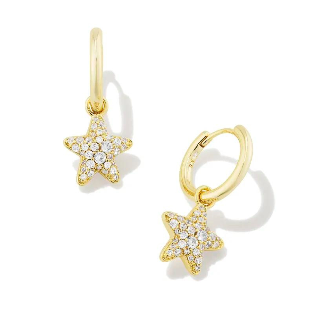 Kendra Scott Jae Star Pave Crystal Huggie Earrings