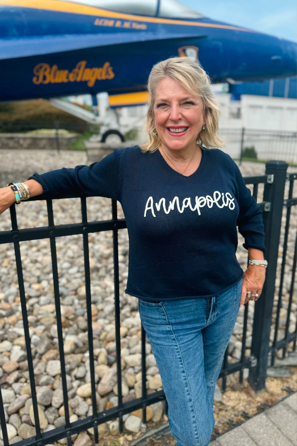 V-Neck Embroidered Sweater - Annapolis