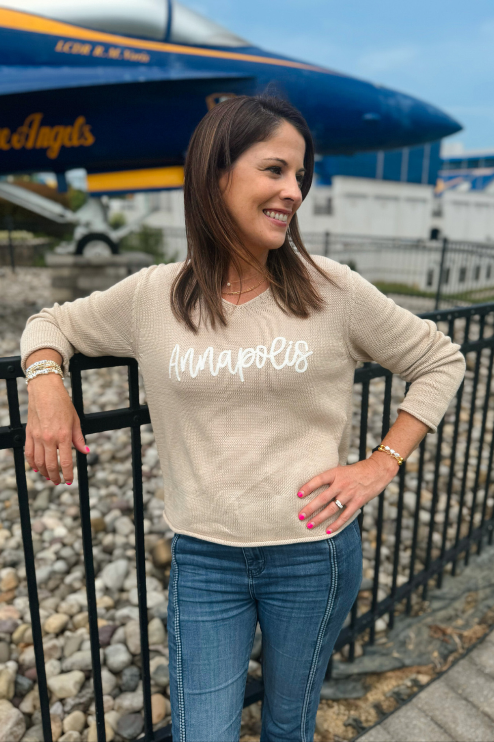 V-Neck Embroidered Sweater - Annapolis