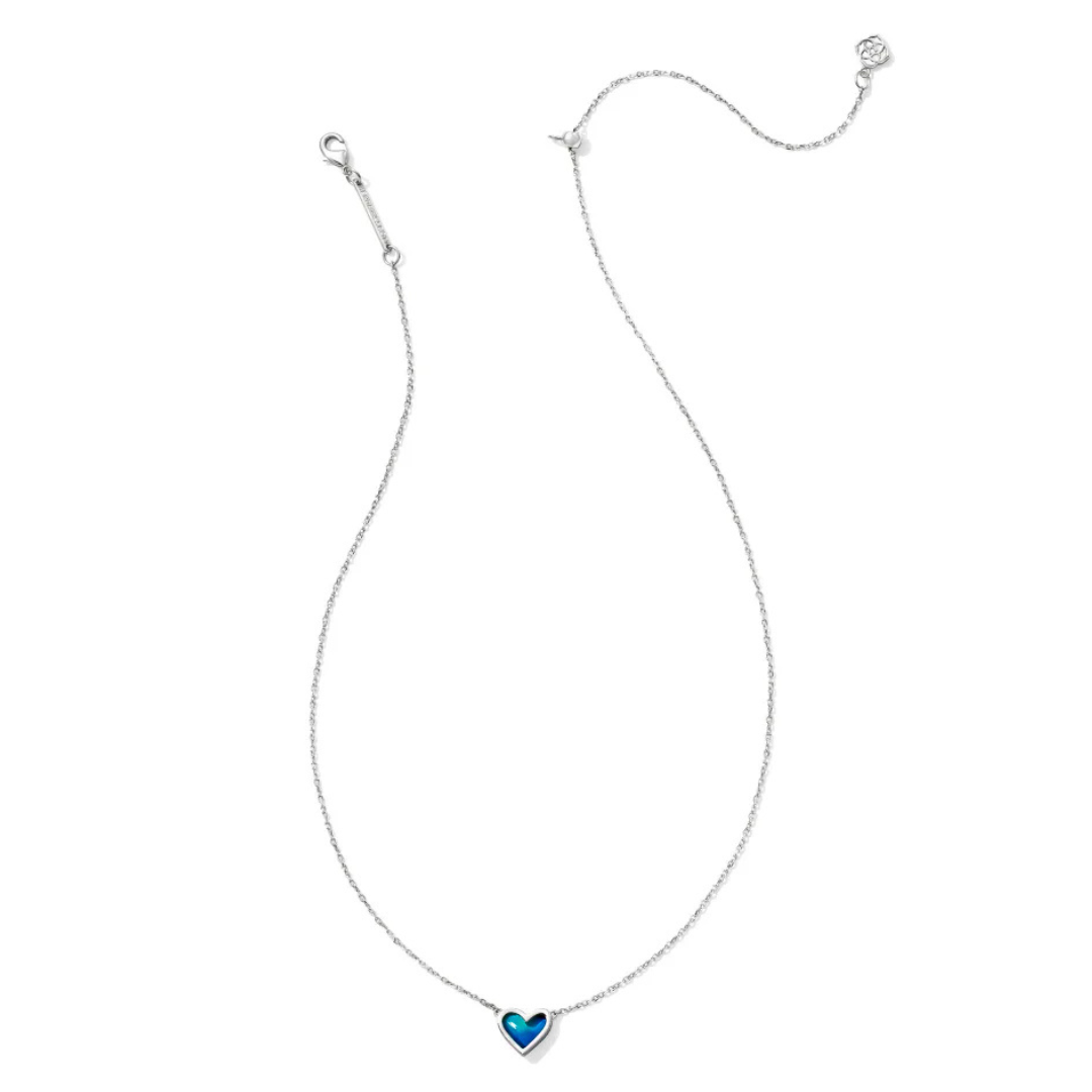 Kendra Scott Framed Ari Heart Necklace - Rhodium Mood Stone