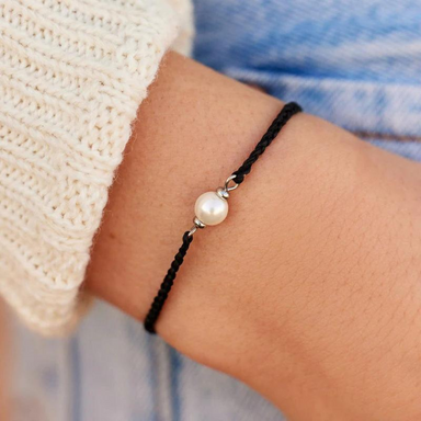 Pura Vida Simple Pearl Silver Charm Bracelet - Black - The Cottage