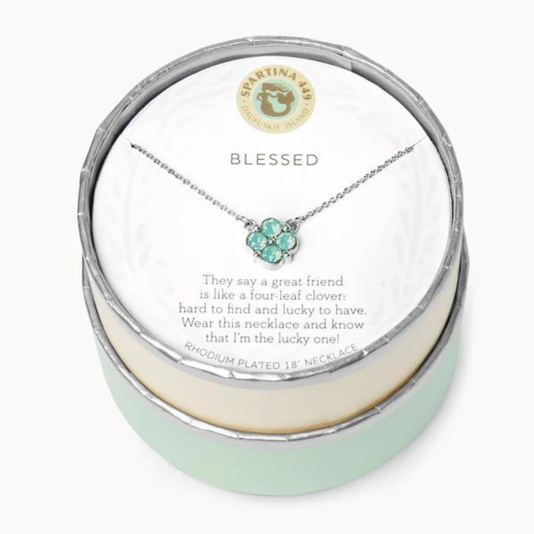 Spartina Sea La Vie Blessed Seafoam Clover Necklace - The Cottage